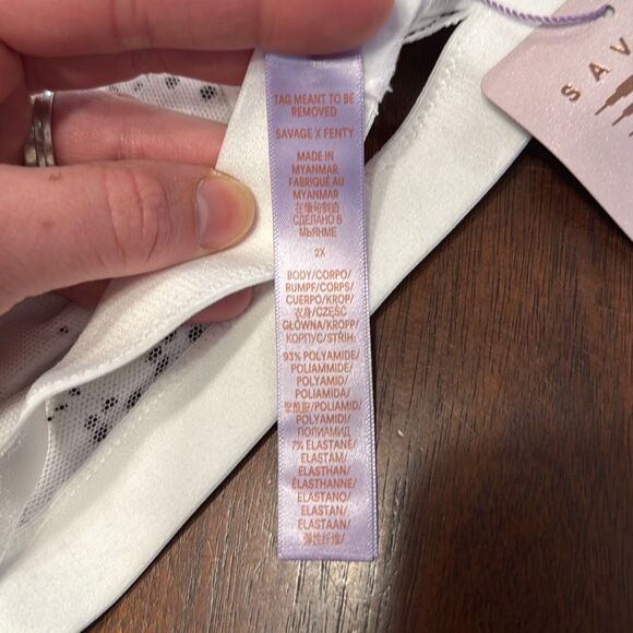 Savage X Fenty Angel White Embroidered Lace Halter Bralette Women’s 2X - Picture 12 of 13